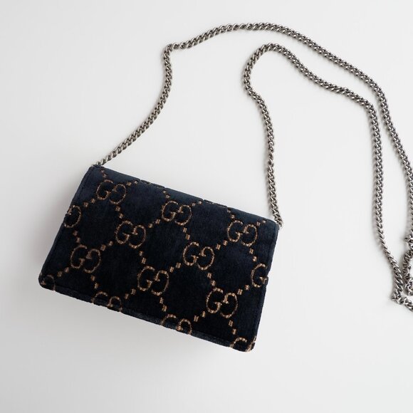 Authentic Preowned Gucci Navy Velvet Super Mini Dionysus Bag - Picture 8 of 16
